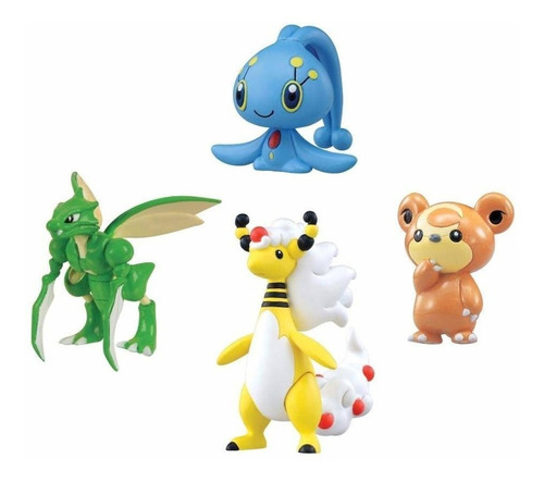 Boneco Pokémon Xy Ampharos Manaphy Teddiursa Scyther Tomy